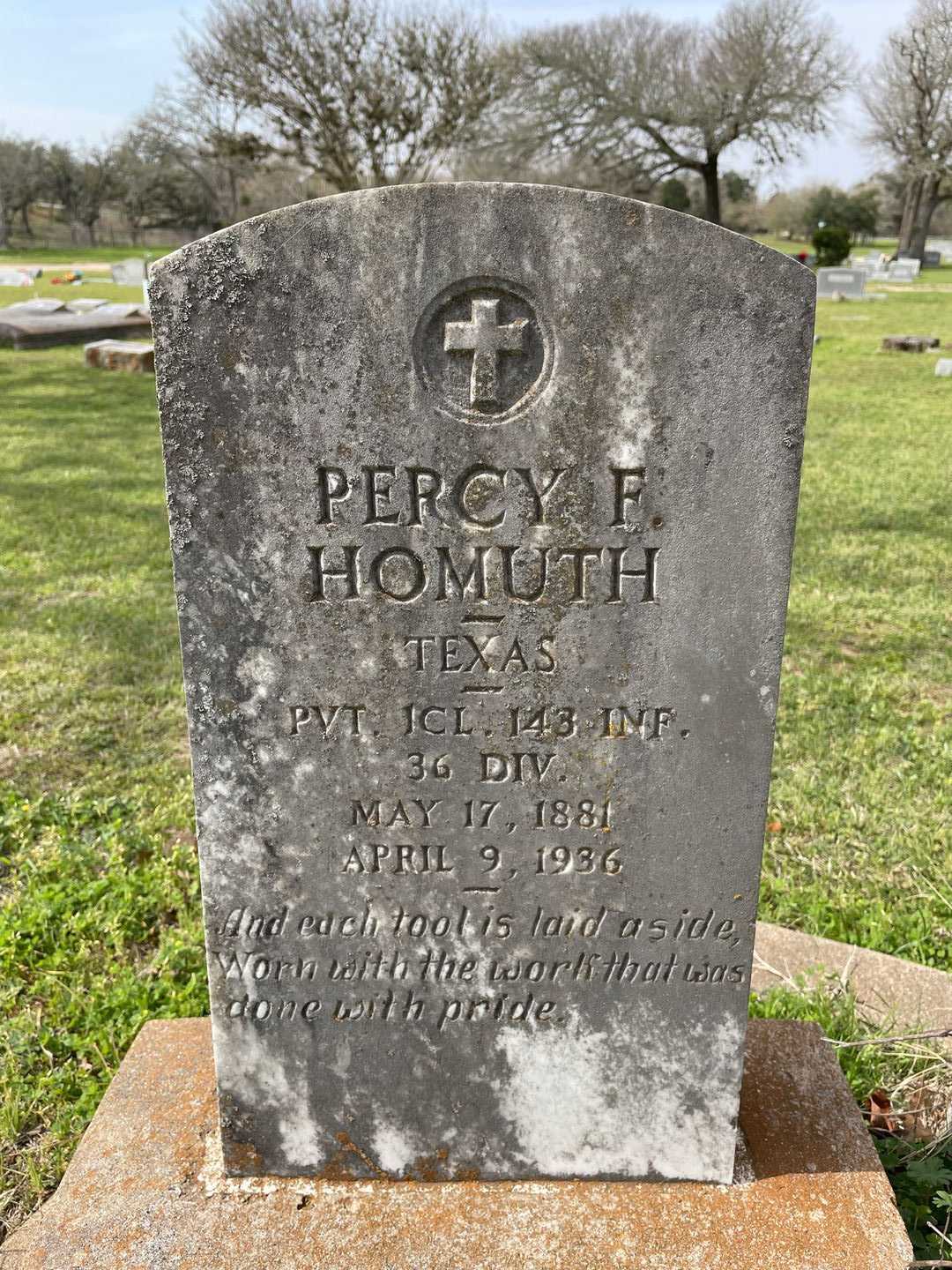 Percy F. Homuth's grave. Photo 4